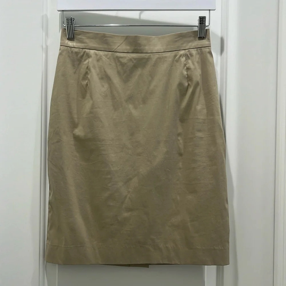 Prada Khaki Pencil Above Knee Minimalist Skirt Sz 40 US 8